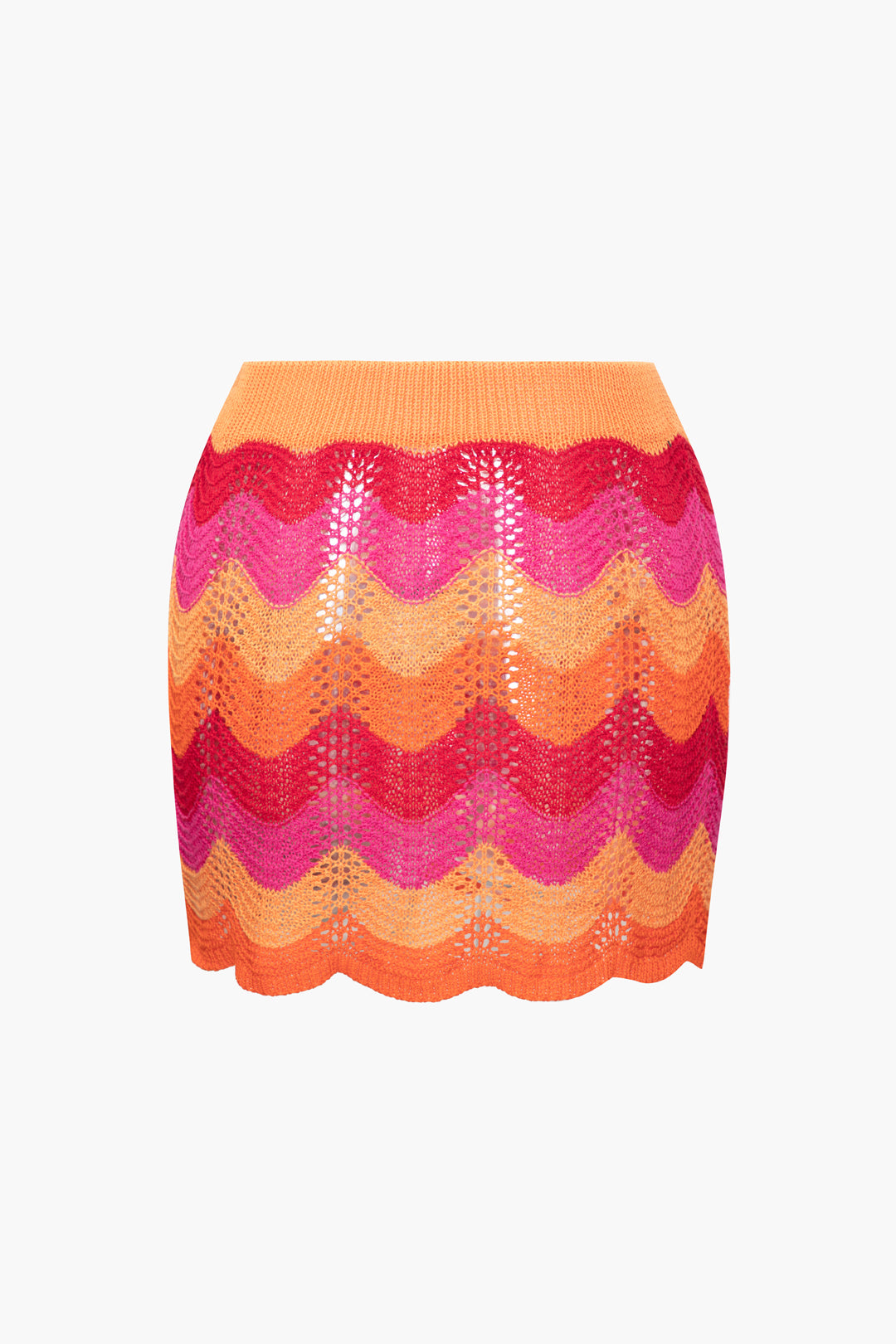 Color Block Crochet Knit Skirt