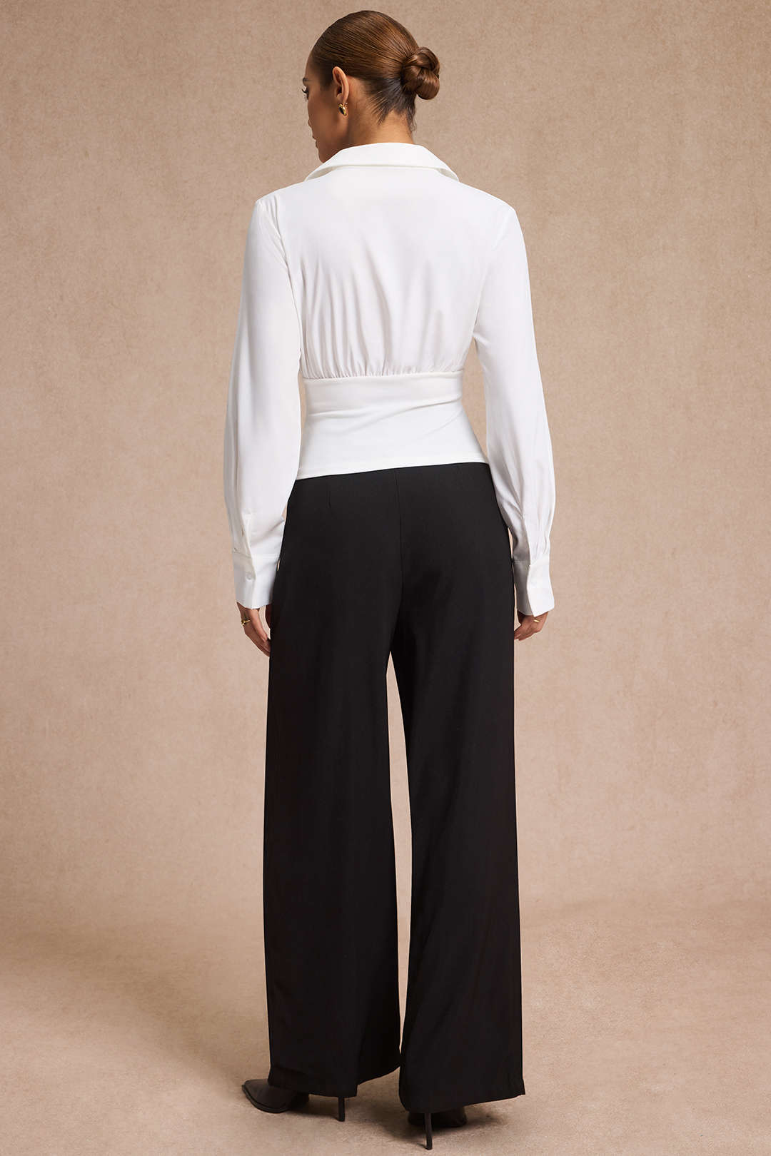 Solid Ruched Long-Sleeve Shirt