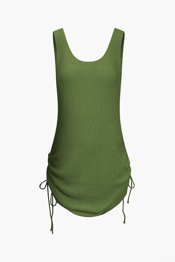 Drawstring Backless Tank Mini Dress