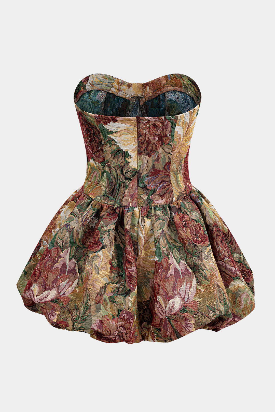 Floral Jacquard Strapless Sleeveless Mini Dress