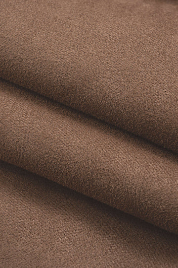 Suede Double Waistband Fake Pocket Straight Leg Pants