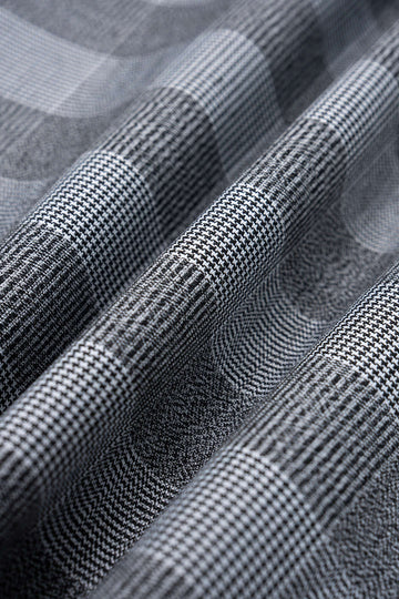 Plaid Print V-Neck Knot Ruched Asymmetrical Hem Long-Sleeve Midi Dress