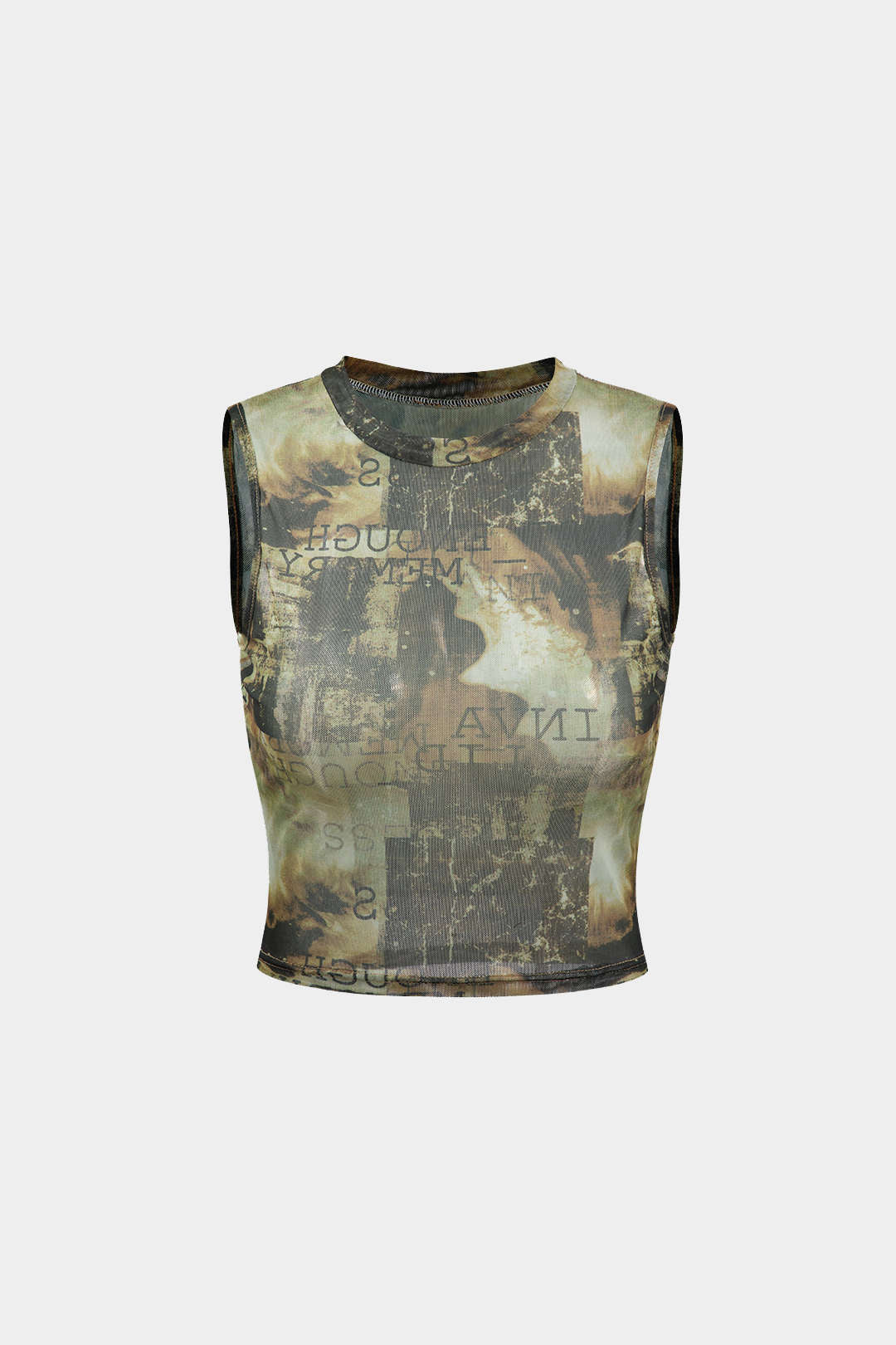 Abstract Print Mesh Tank Top