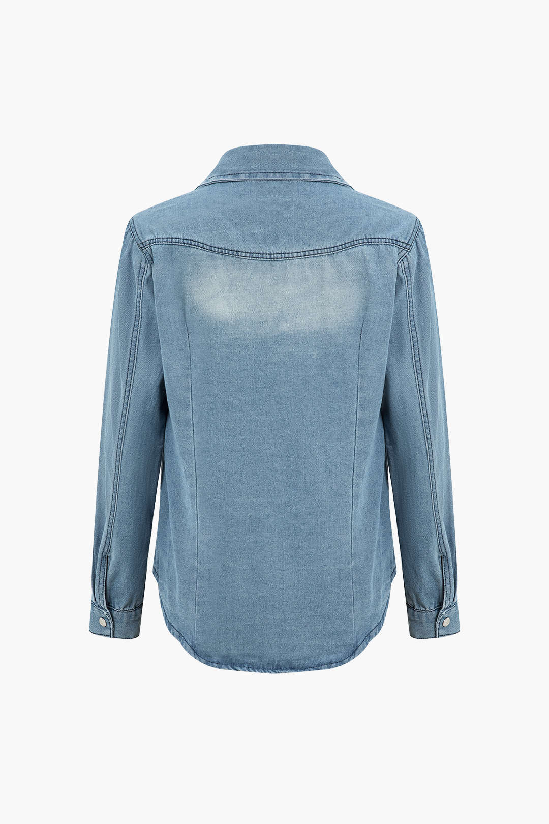 Effen denim overhemd met knoopsluiting en zak