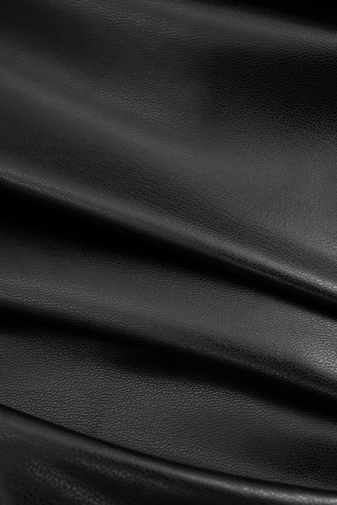 Faux Leather Ruffle Ruched Crossed Skirt