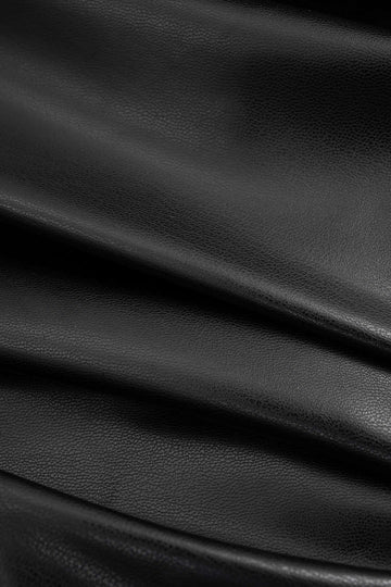 Faux Leather Ruffle Ruched Crossed Skirt