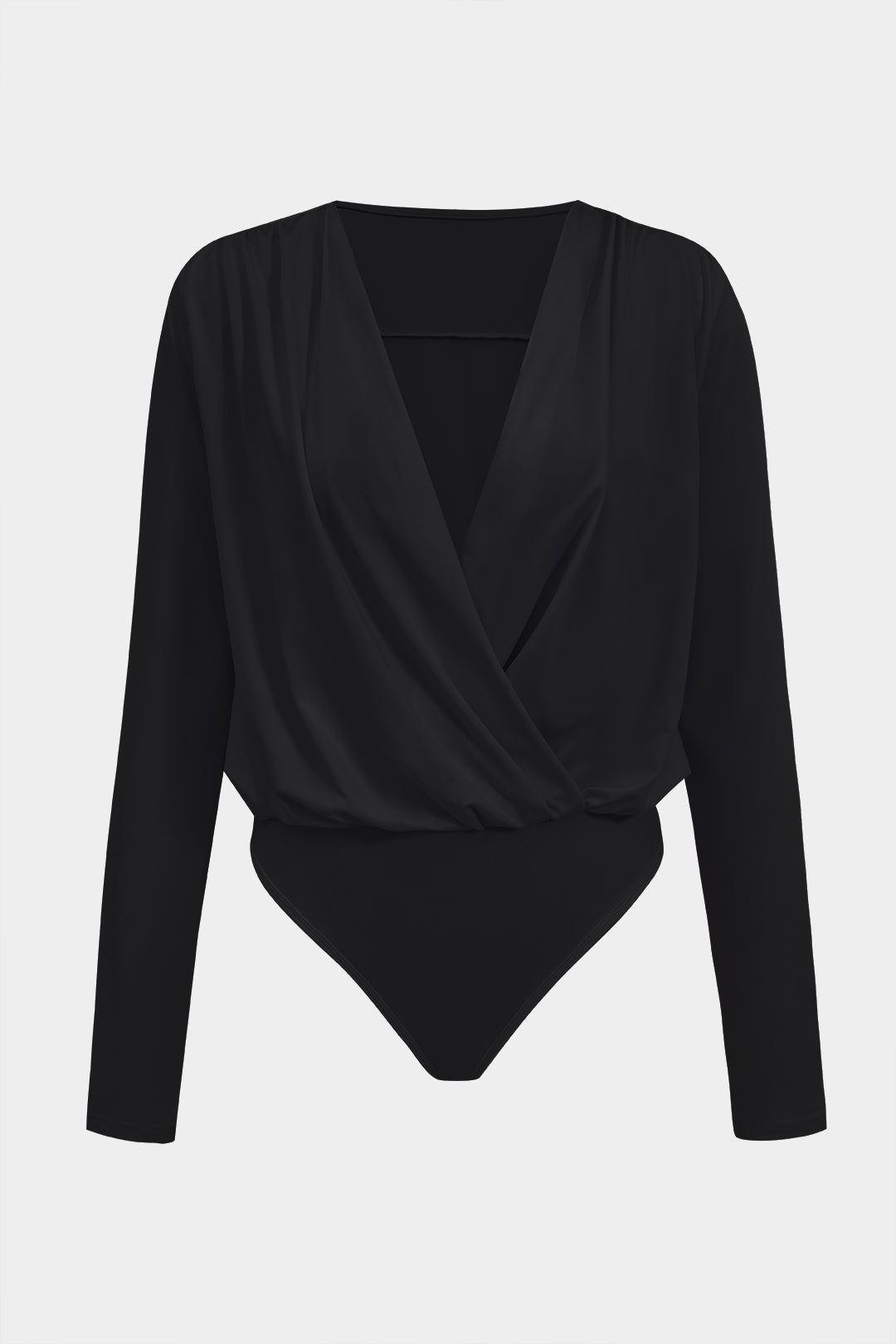 Ruched V-hals langærmet bodysuit