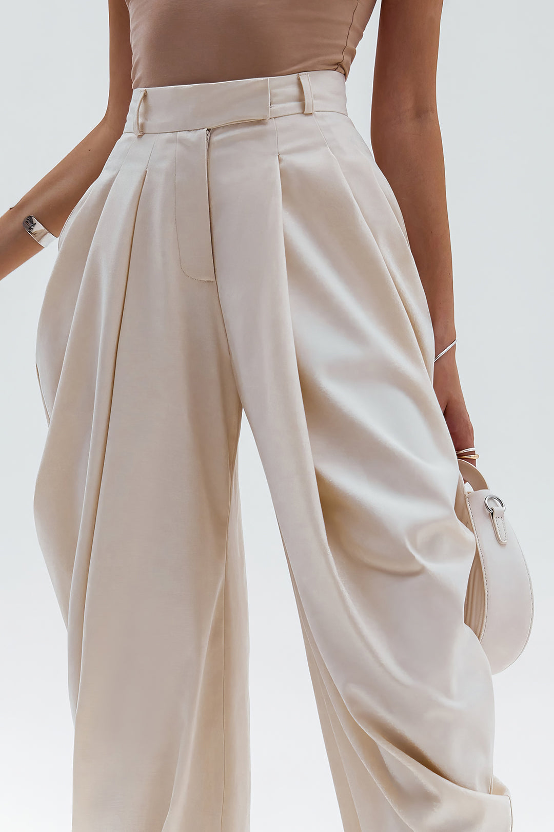 Ruched Solid Trousers