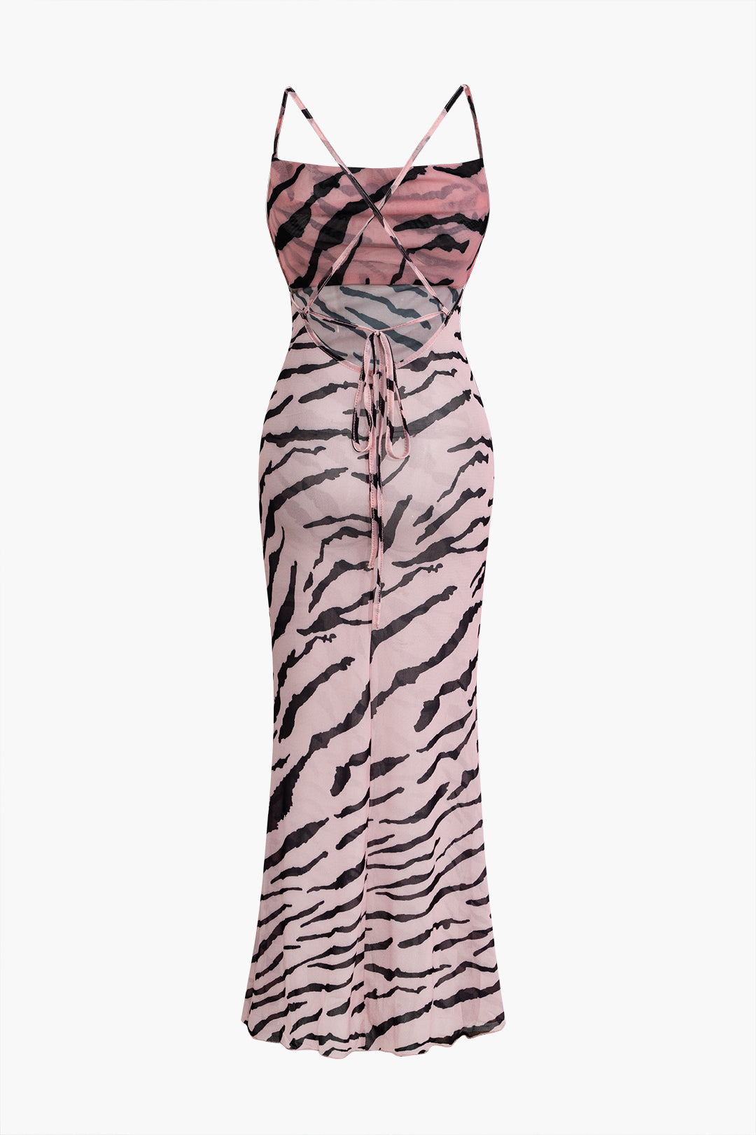 Zebra Print Backless Slip Maxi Dress
