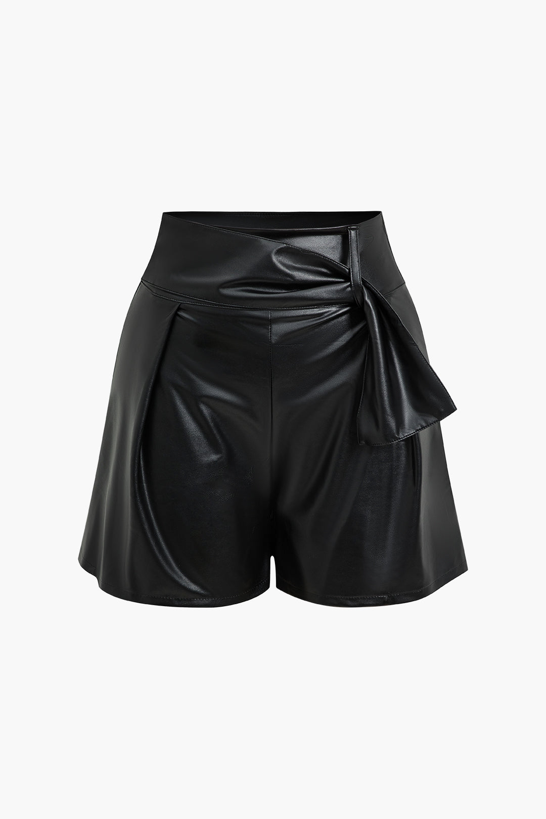 Shorts à fermeture éclair asymétrique en faux cuir solide