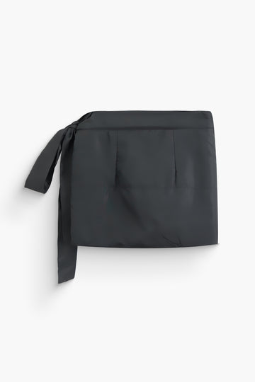 Stand Collar Zipper Puffer Crop Coat And Tie Wrap Mini Skirt