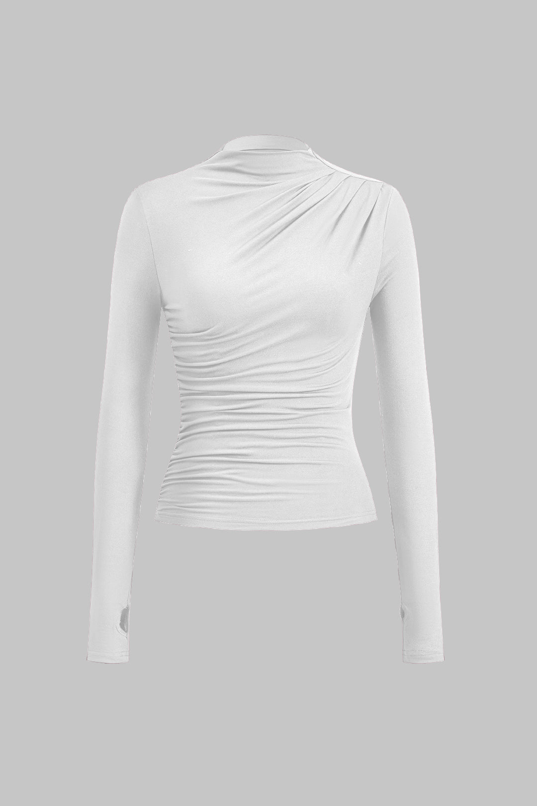 Mock neck Ruched Long Sleeve Top