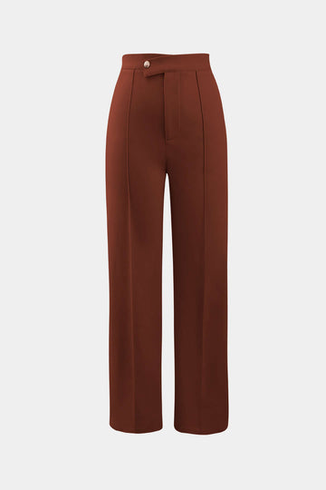 High Waisted Pressed-Crease Straight Leg Tailored Pants