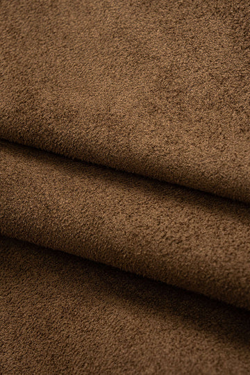 Suede Eyelet Decor Zipper Jacket