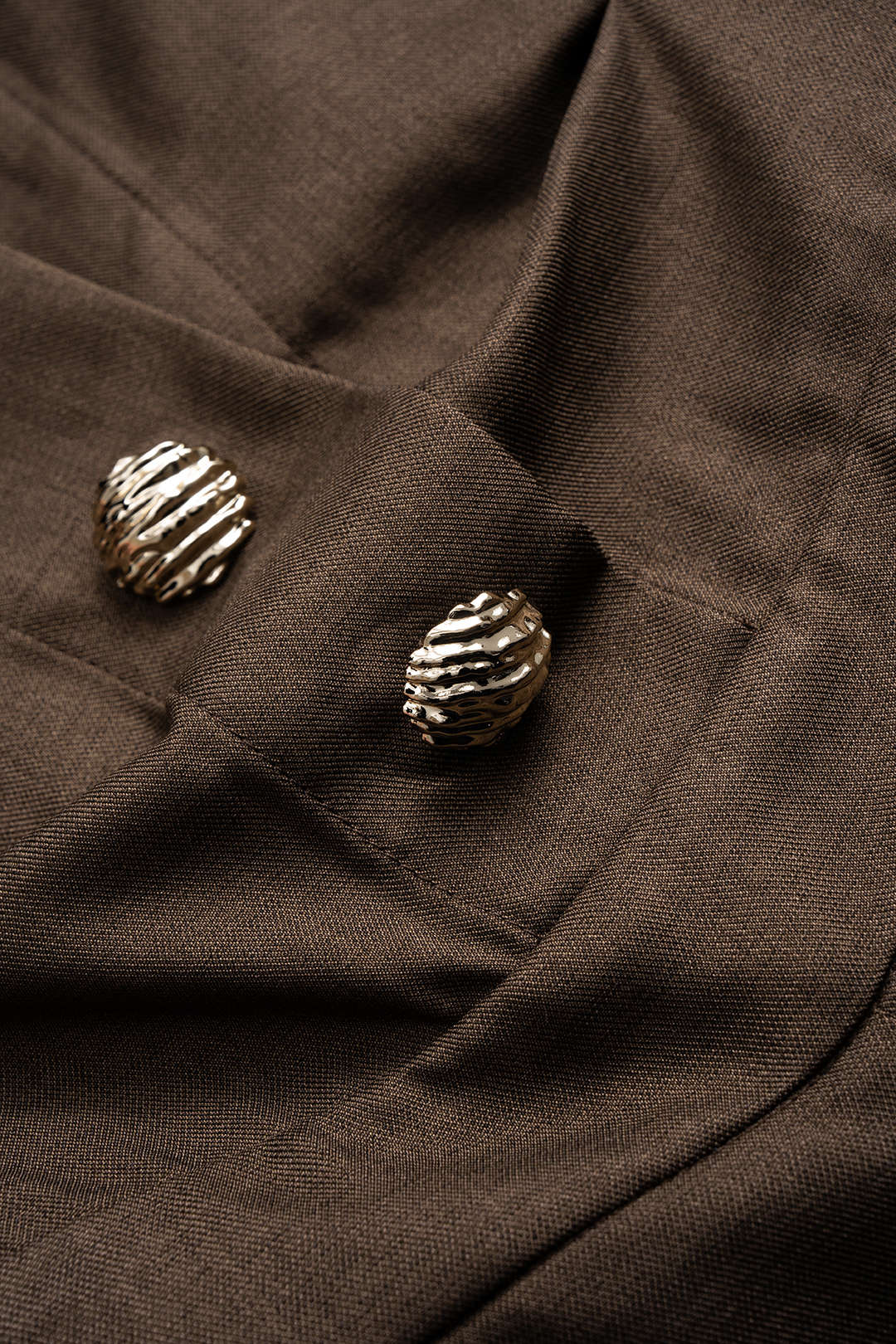 Ruched Button V-Neck Long Sleeve Midi Dress