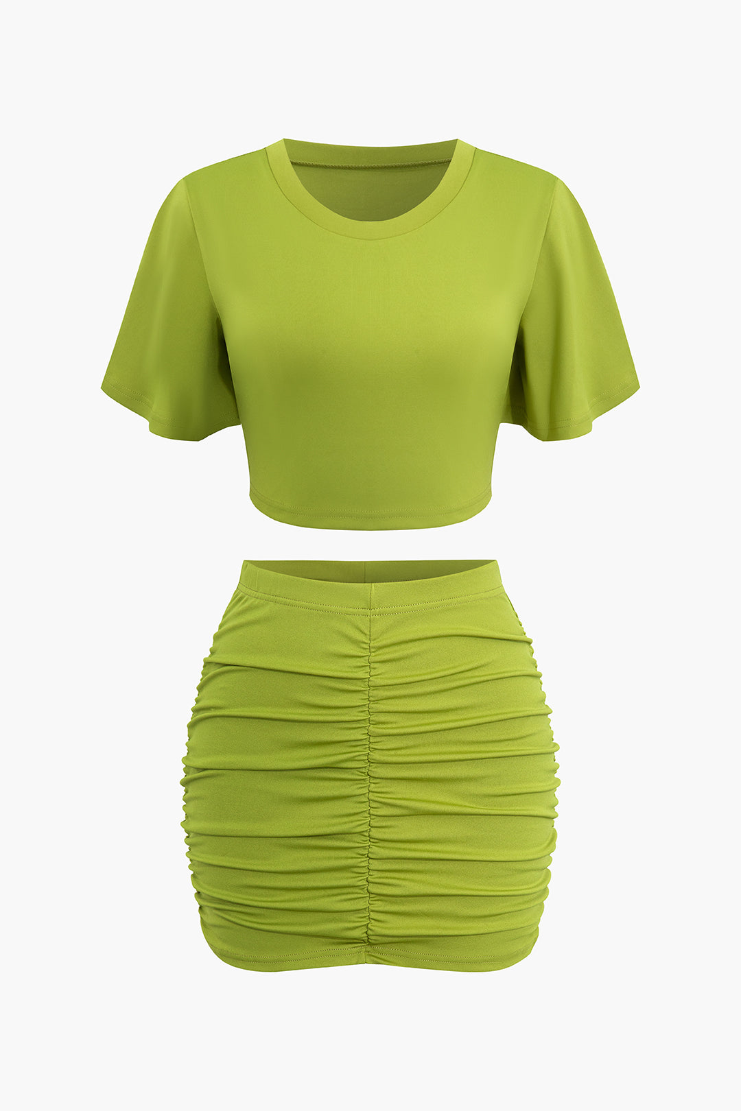 Crop Top And Ruched Skirt Set