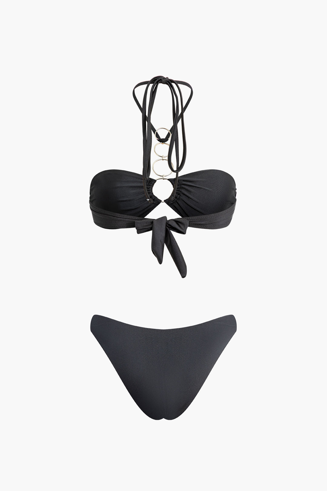 O-ring Detail Halter Tie Bikini Swimsuit
