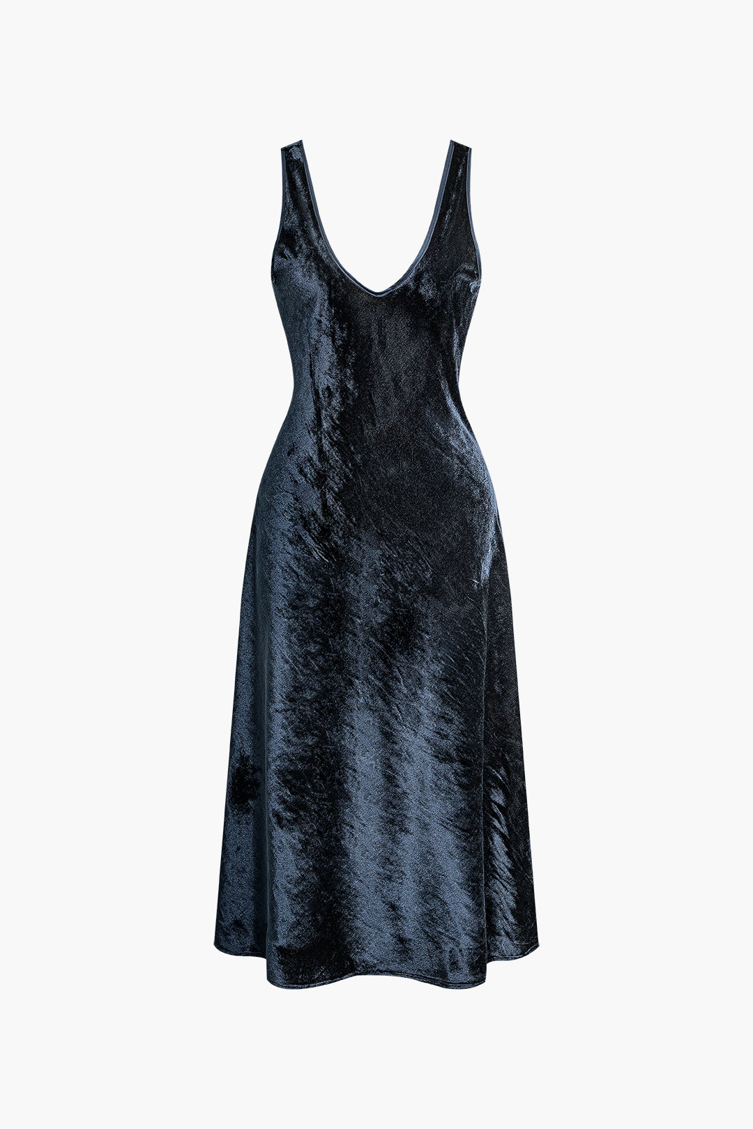 Reversible Velvet V-neck Sleeveless Midi Dress