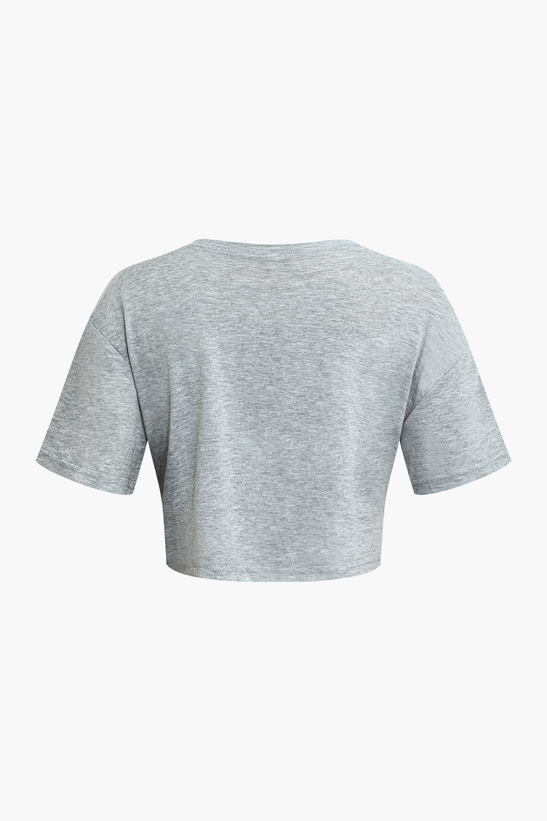 Basic Solid Crop T-shirt And Drawstring Shorts Set