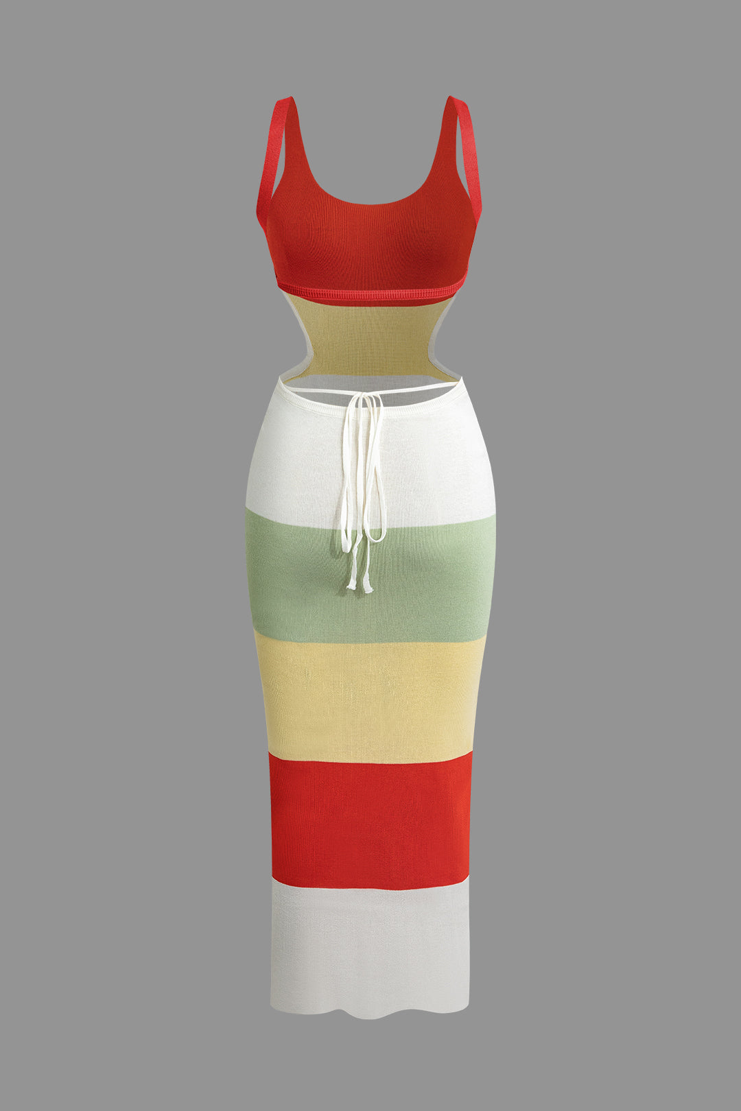 Color Block Backless Cami Knit Dress