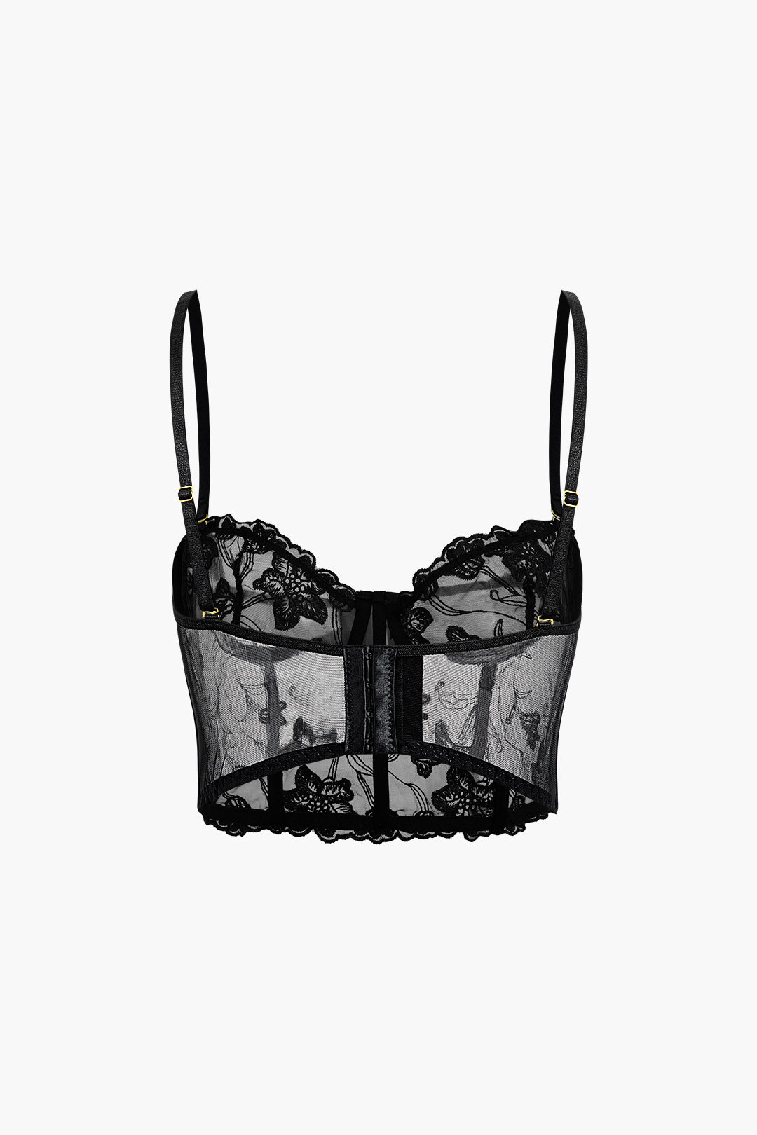 Floral Embroidery Sheer Cami Top And Panties Set