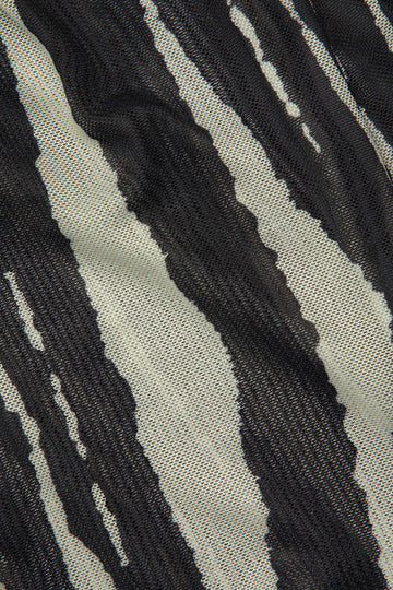Zebra-stripe Mesh Cowl Neck Cami Top