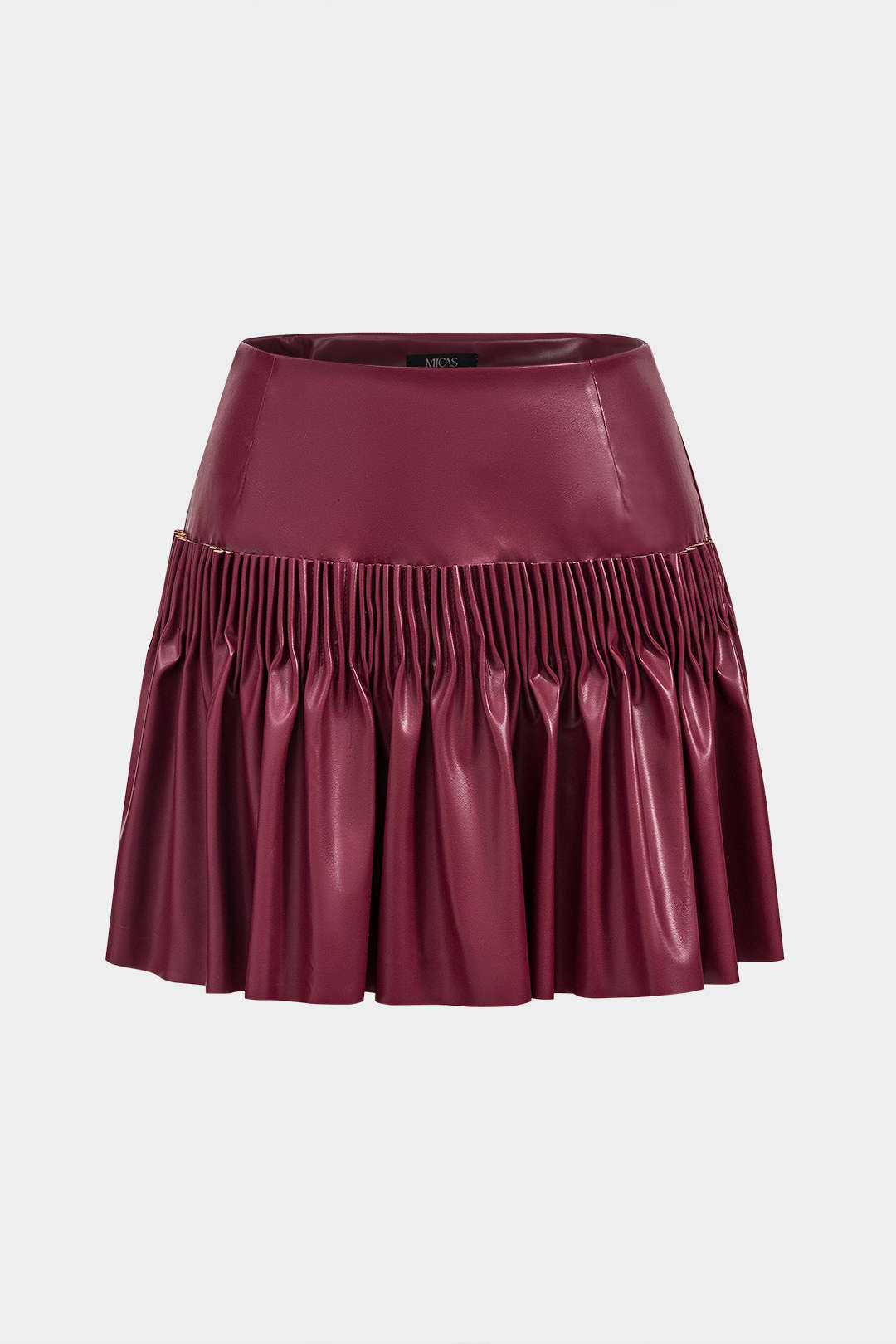 Faux Leather Ruched Skirt