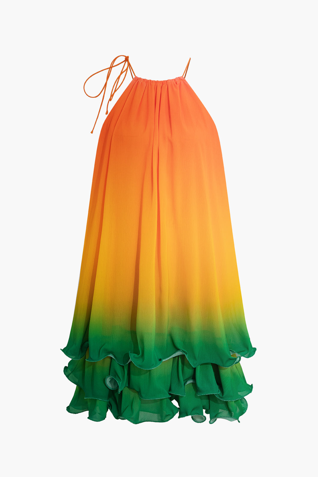 Ombre Layer Ruffle Mini Dress