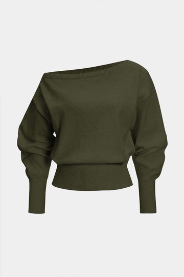 Knit Asymmetrical Long-Sleeve Top