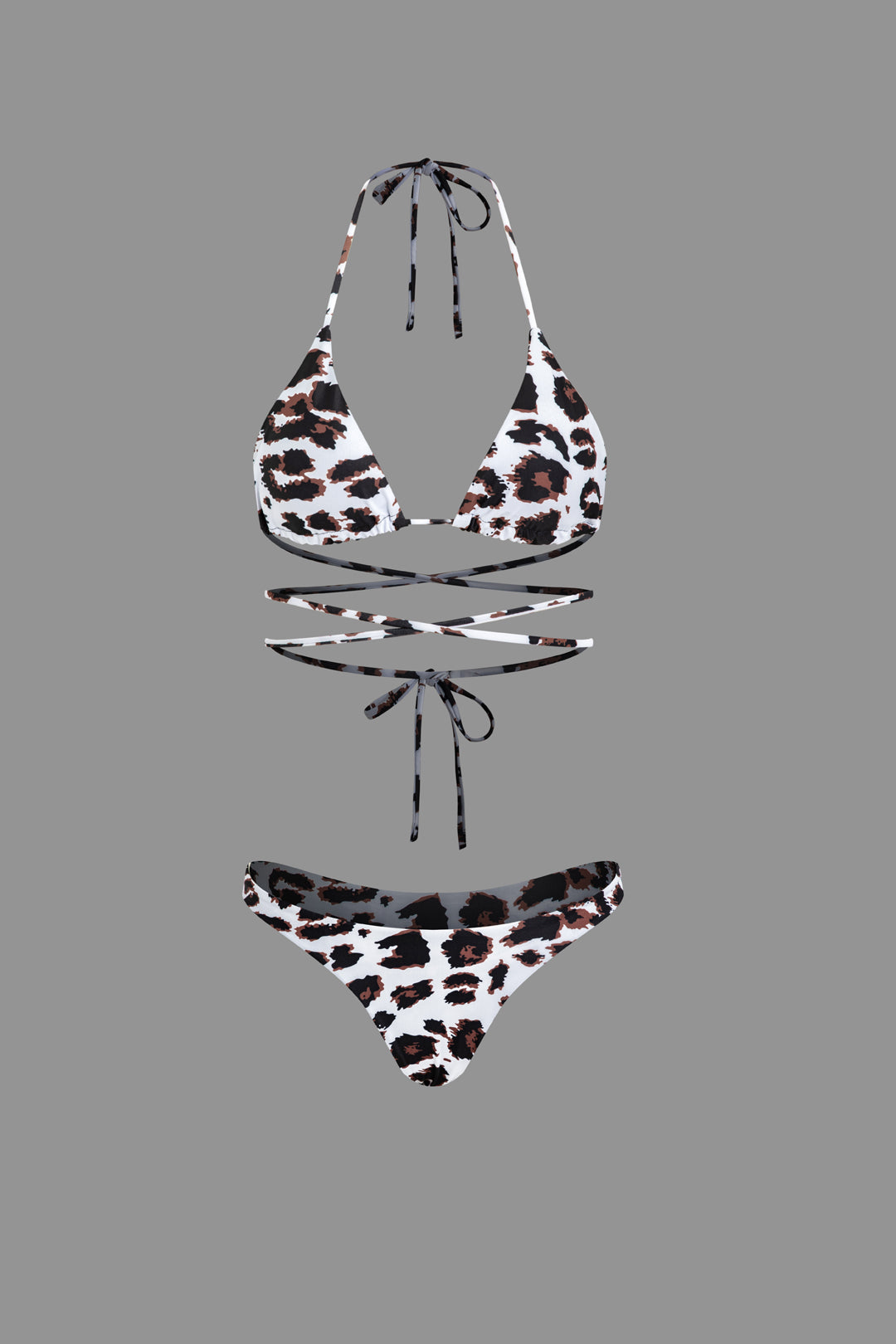 Leopard Print Halter Bikini Set