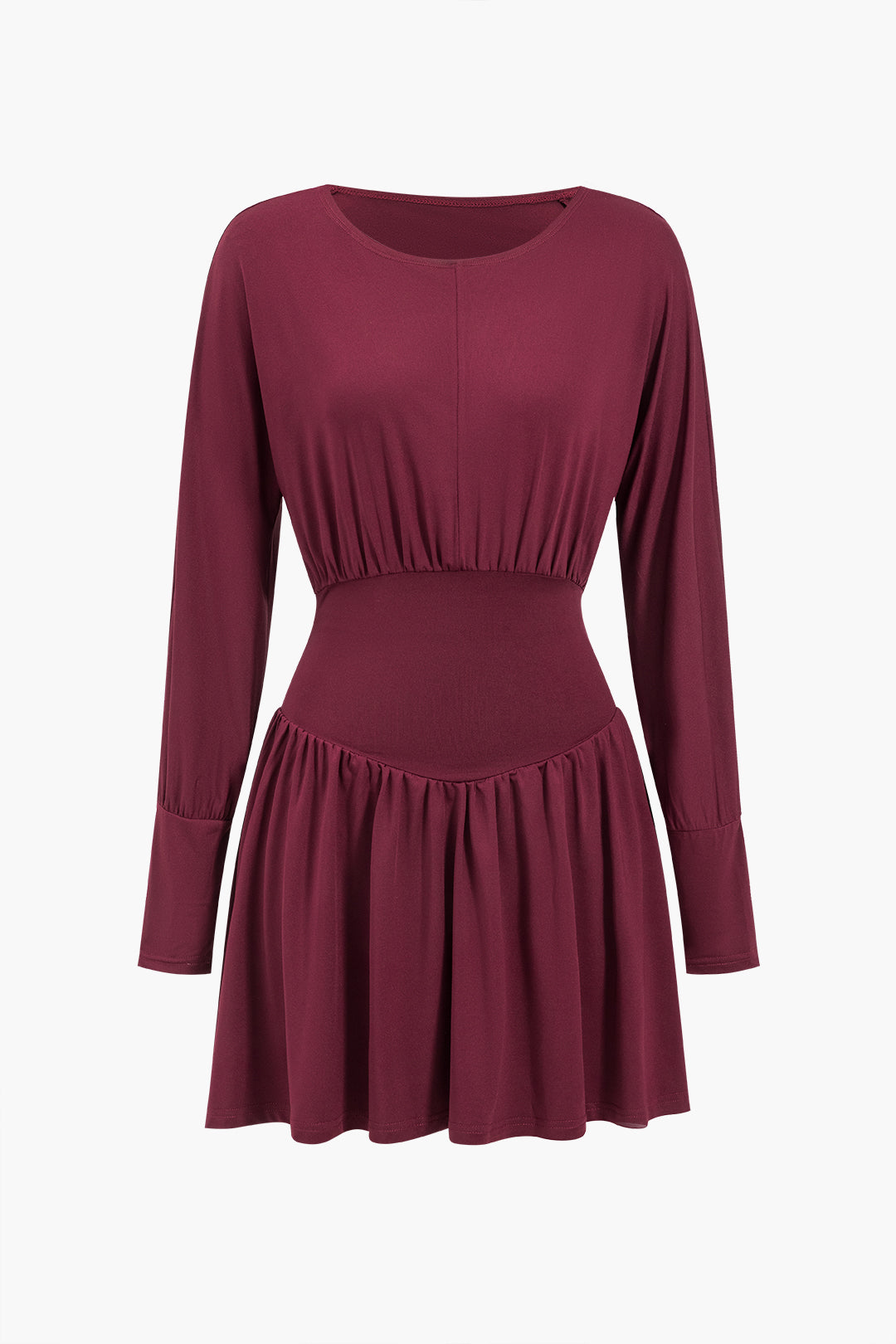 Ruched Long Sleeve Retro Mini Dress