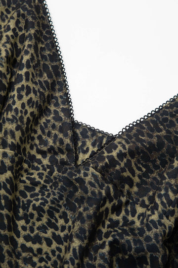 Leopard Print V-neck Adjustable Strap Cami Midi Dress