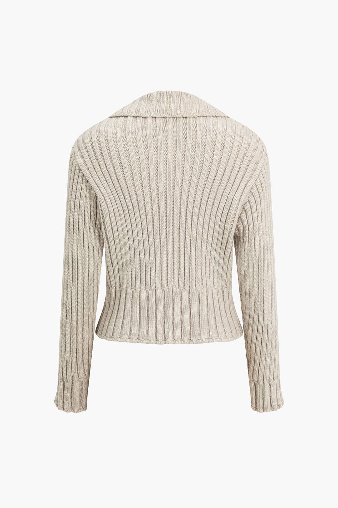 Ribbed Button-Front Pockets Sweater Cardigan