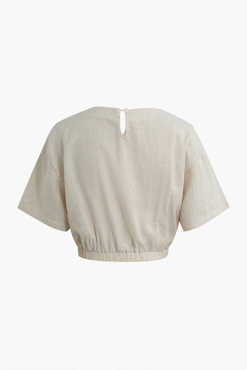 Linen Crop Short Sleeve Shirt