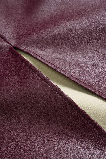 Faux Leather Zipper High Waist Skirt
