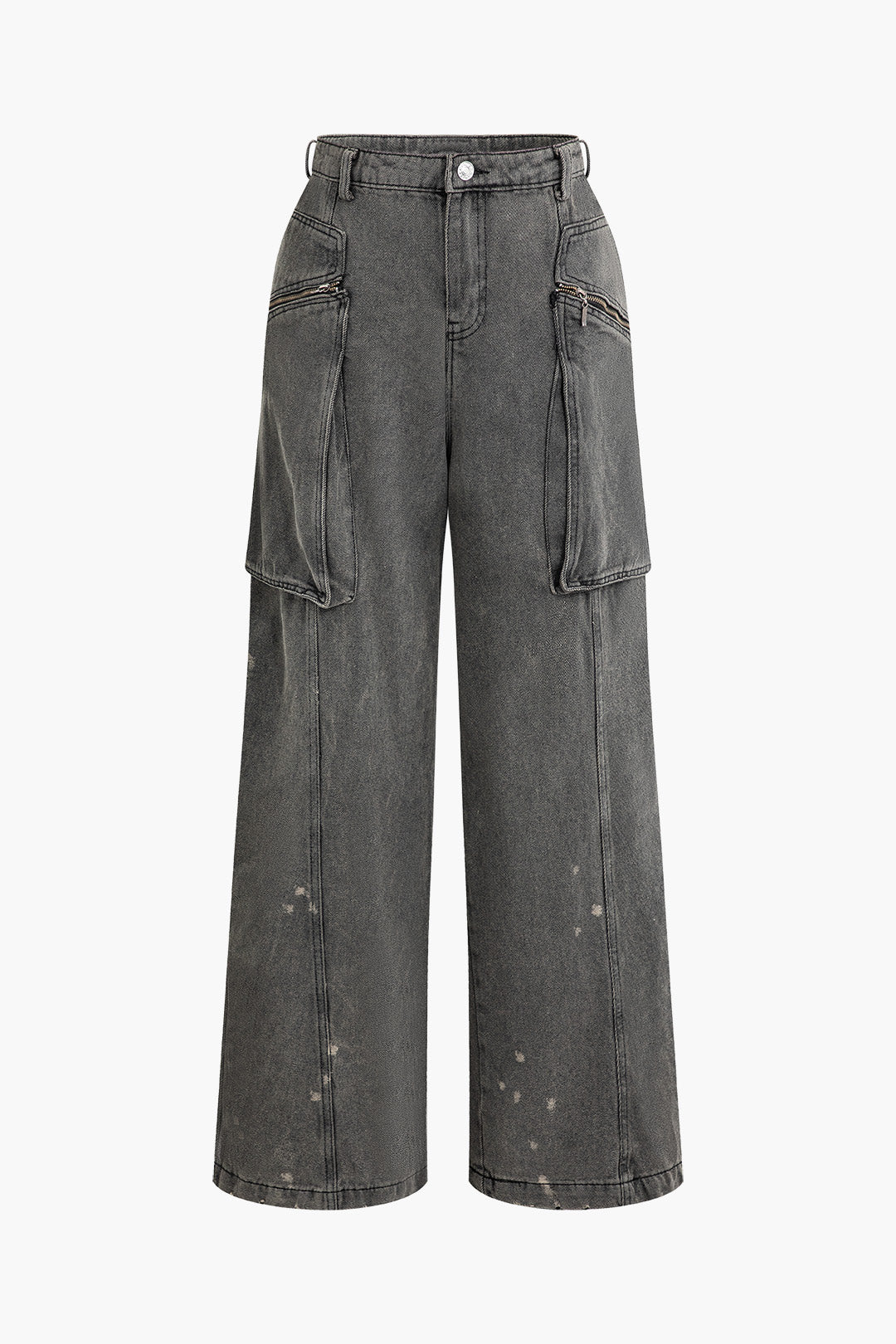 Dirty Stained Pocket Wide Leg Jeans