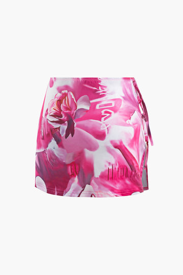 Floral Print Tube Top And Mini Skirt Set