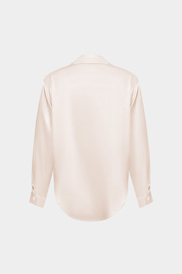 Basic Solid Satin Long-Sleeve Shirt