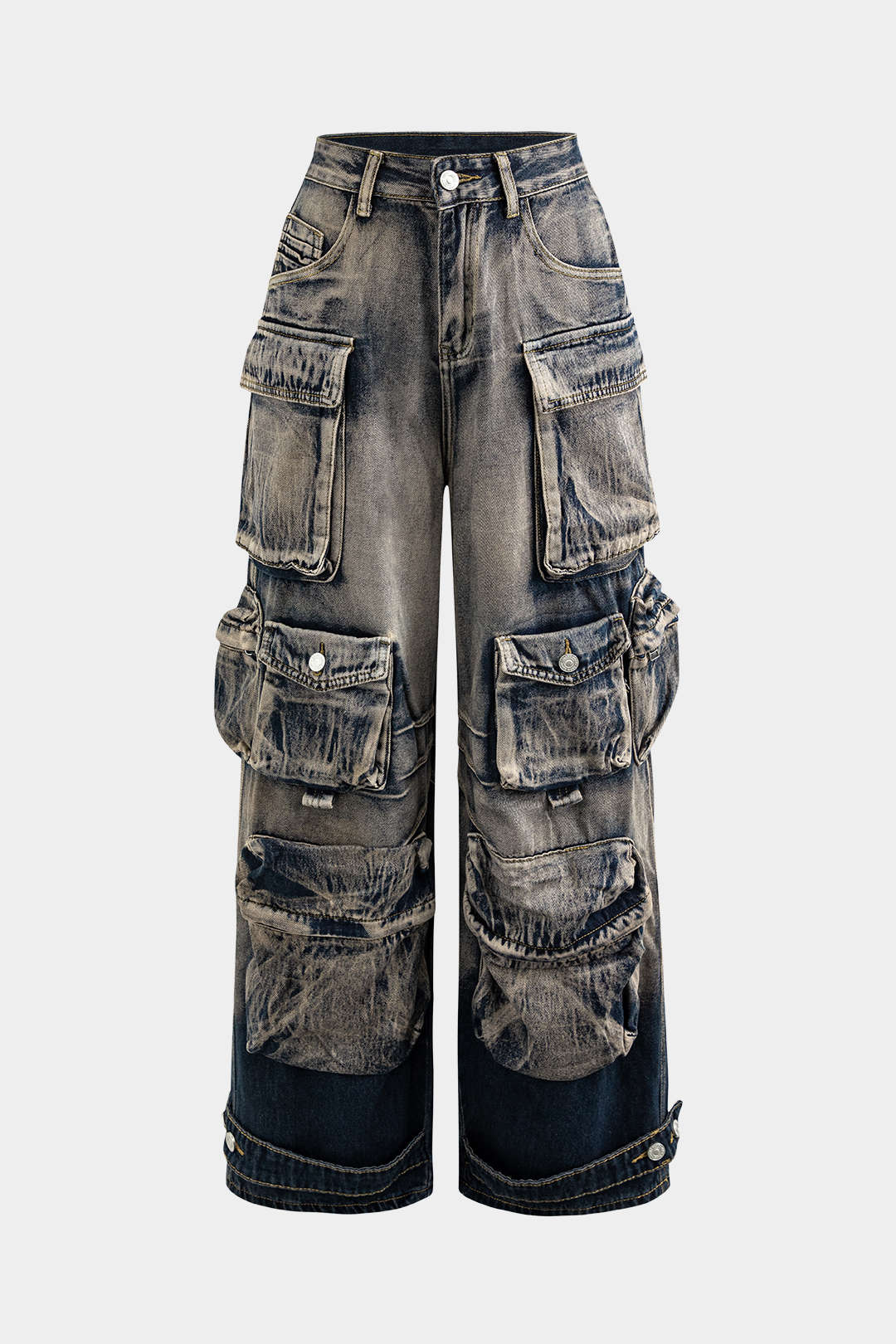 Džínsy Ombre Multi Pocket Wide Leg Cargo