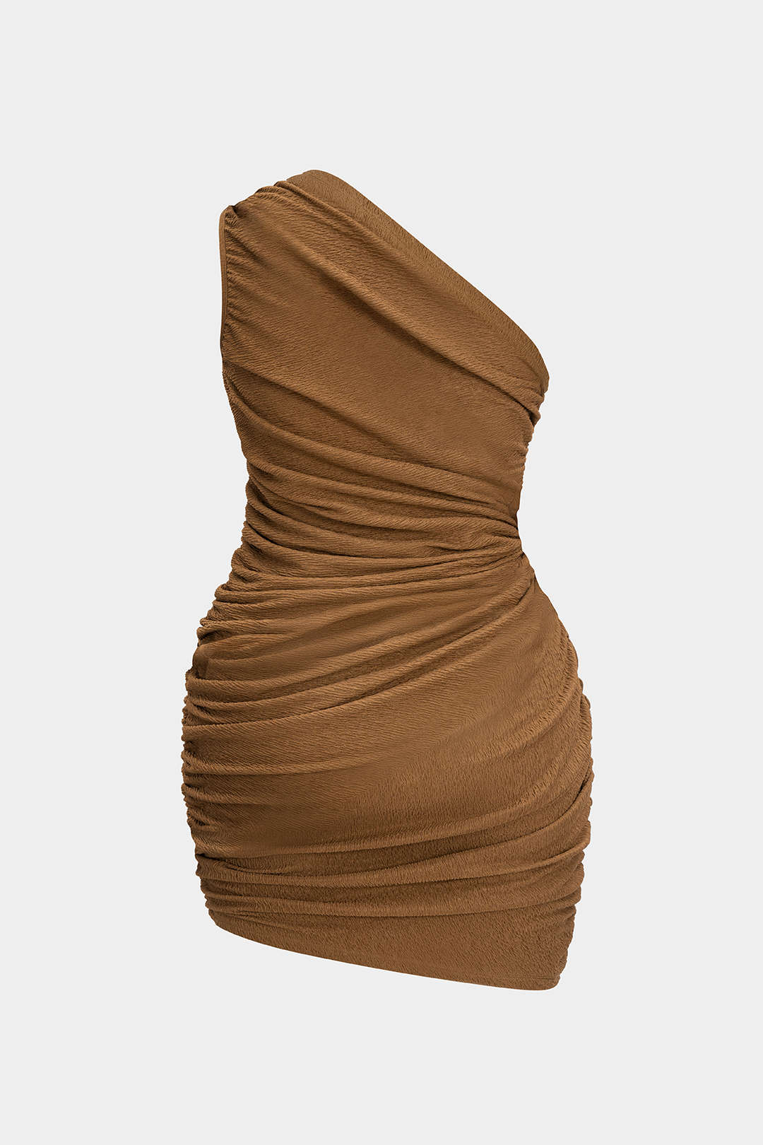 Plus Size Ruched One Shoulder Twist Knot Sleeveless Mini Dress