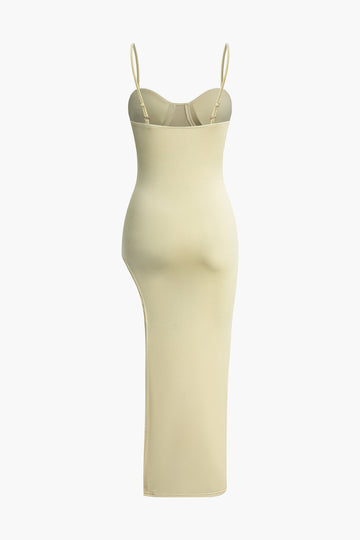 Asymmetric Slit Bustier Cami Midi Dress