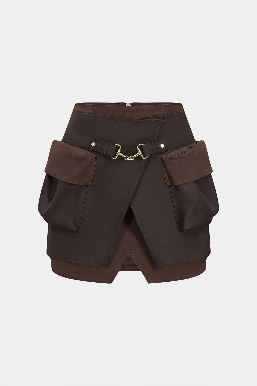 Faux Leather Contrast Pocket Skirt