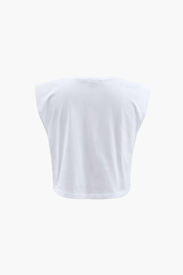 Big Sur Graphic Padded-Shoulder Knot Hem T-Shirt