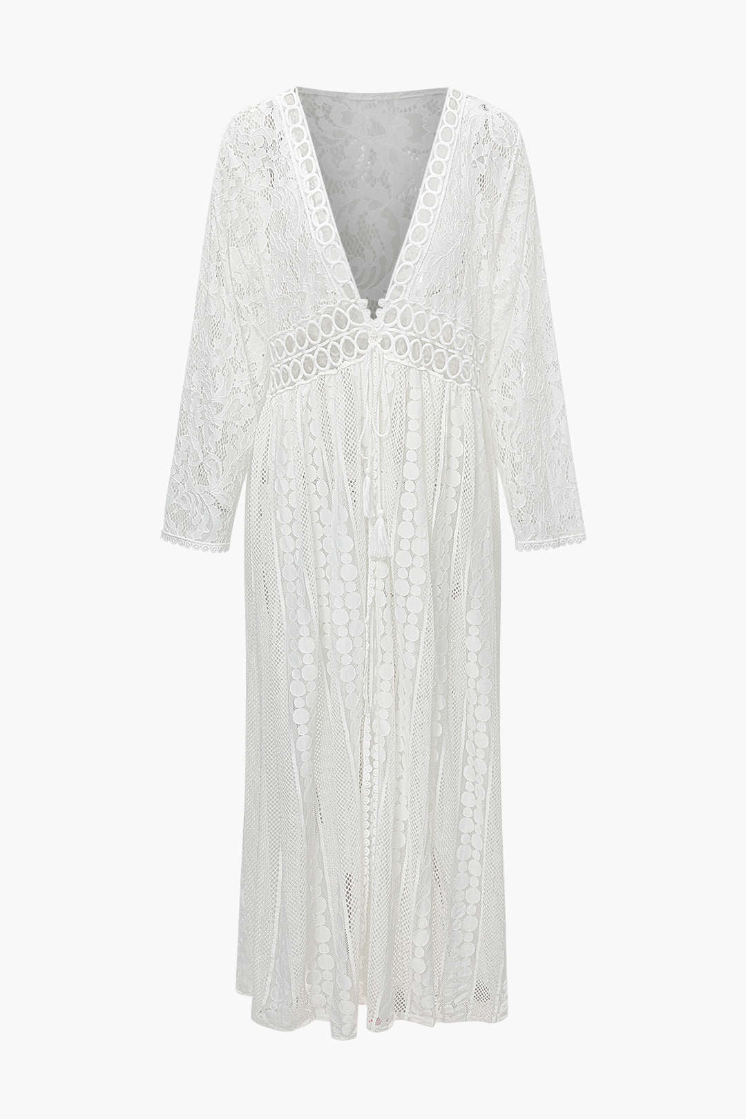Sheer Lace Tie Front Cover-up