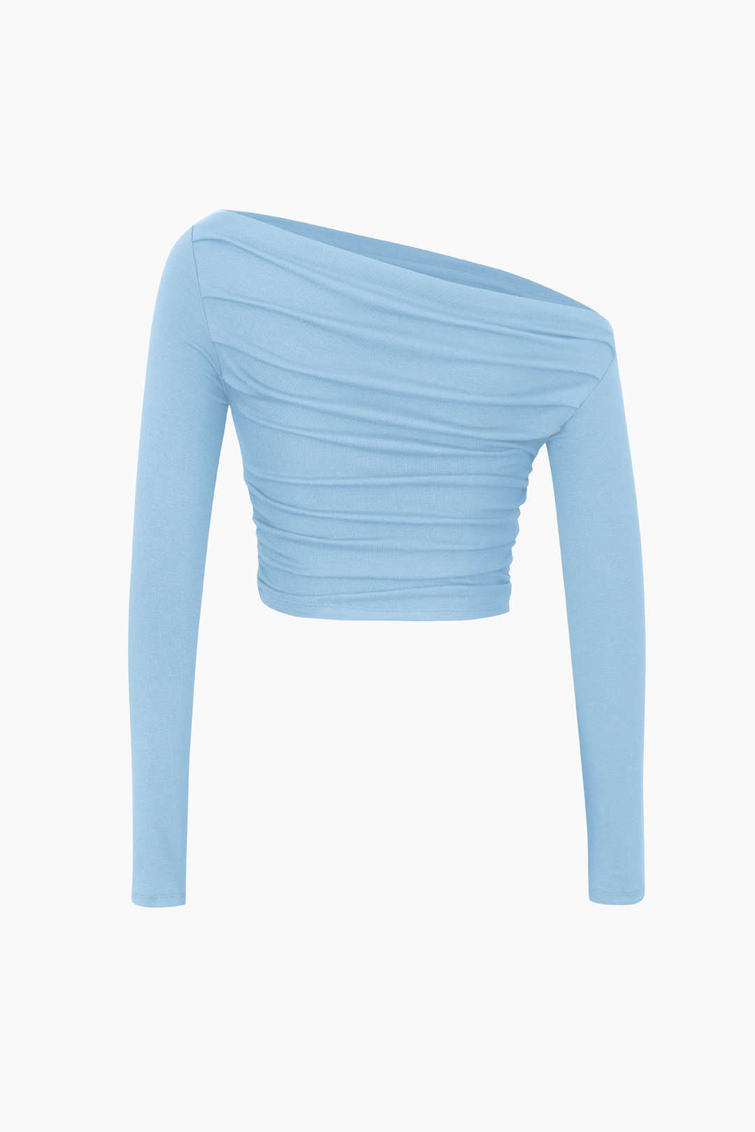 Asymmetric Shoulder Ruched Long Sleeve Top