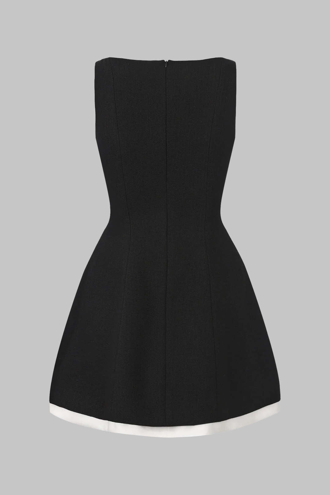 contrast binding mini dress in black Button Detail Sleeveless PLT Shape looks good