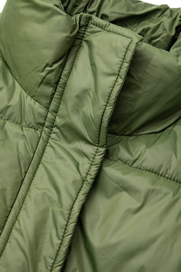 Solid Stand Collar Drawstring Puffer Coat