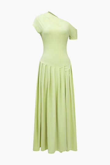 Solid Pleated Maxi Dress