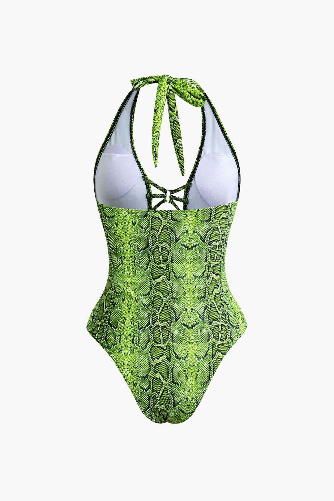 Snake Print Halter One-Piece Swimsuit