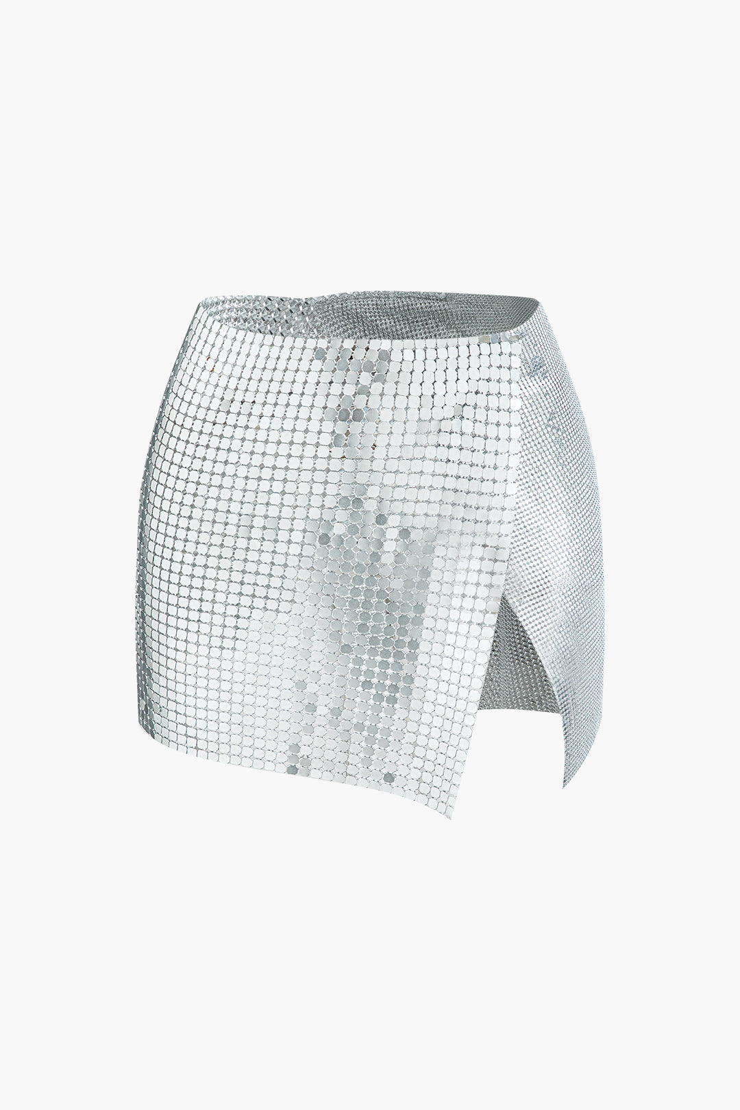 Sequin Paneled Split Mini Skirt